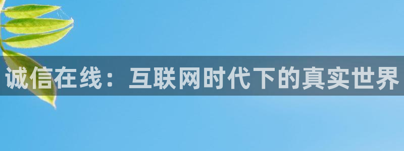 南宫长运平台官网下载链接：诚信在线：互联网时代下的真实世界
